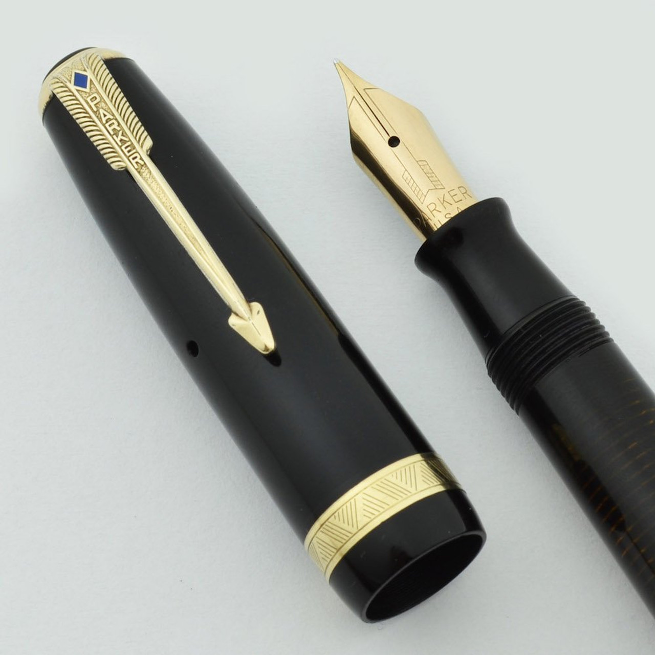 Parker Vacumatic ブラック万年筆 Parker Vacumatic Major Fountain Pen - 1944 Black, Chevron