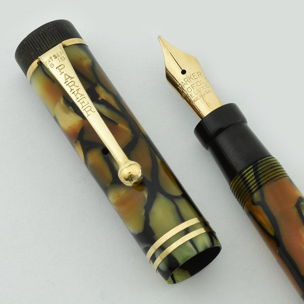 Parker Duofold Junior Fountain Pen - Moderne Black and Pearl, Two Bands ...