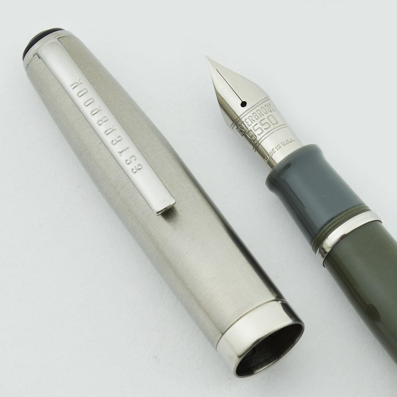 Esterbrook Deluxe SM Fountain Pen - Grey, 9550 Firm Extra Fine Nib (Excellent, Restored)