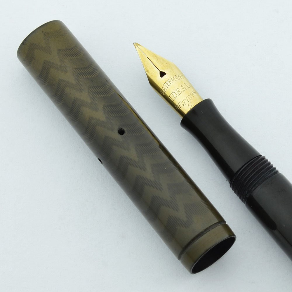 Waterman 52 1/2 V Fountain Pen - BCHR, Wide Cap Band, Broad Italic Nib (Very Nice, Restored)