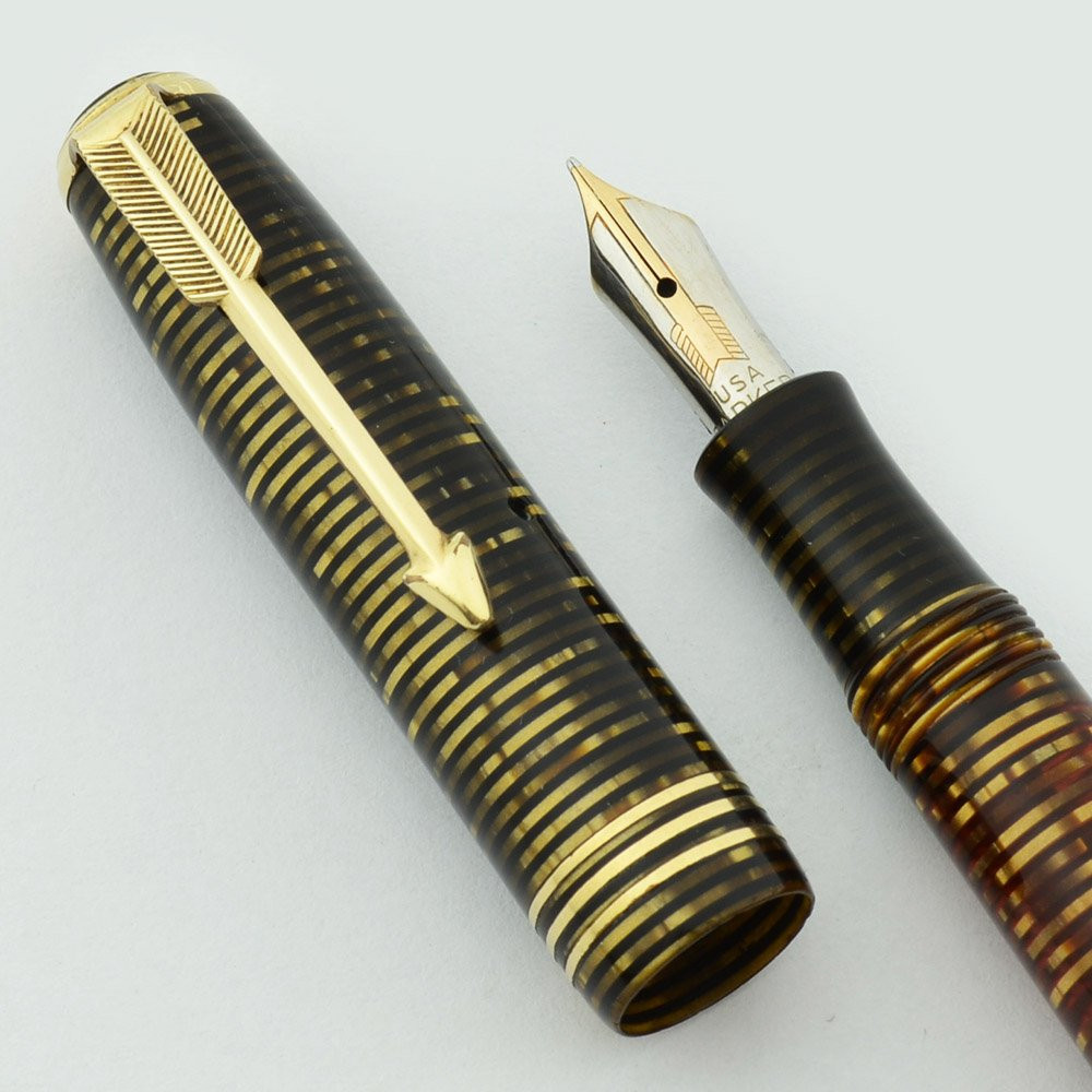 Parker Vacumatic Fountain Pen - Junior Slender, 1936, Golden Pearl, Two-Tone Fine Nib (Excellent, Restored)