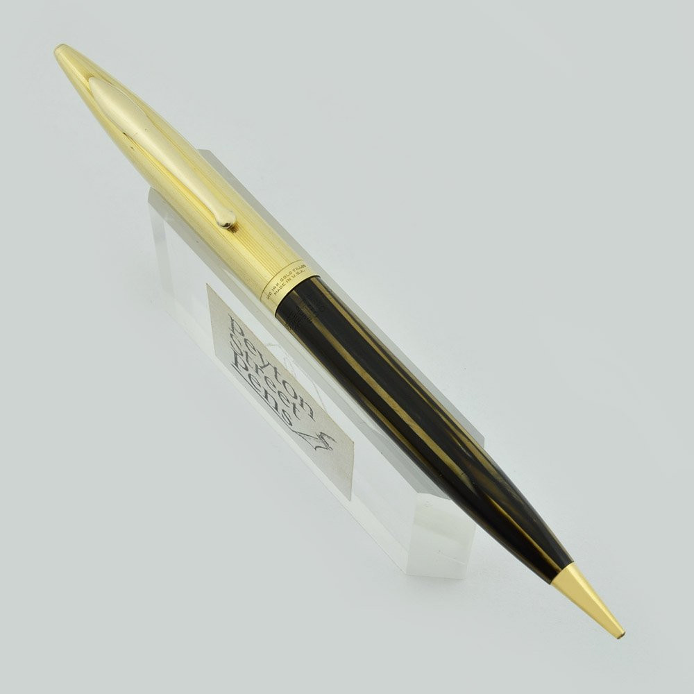 Sheaffer Triumph Crest Mechanical Pencil - Golden Brown Striated, GF Cap (Excellent, Works Well)