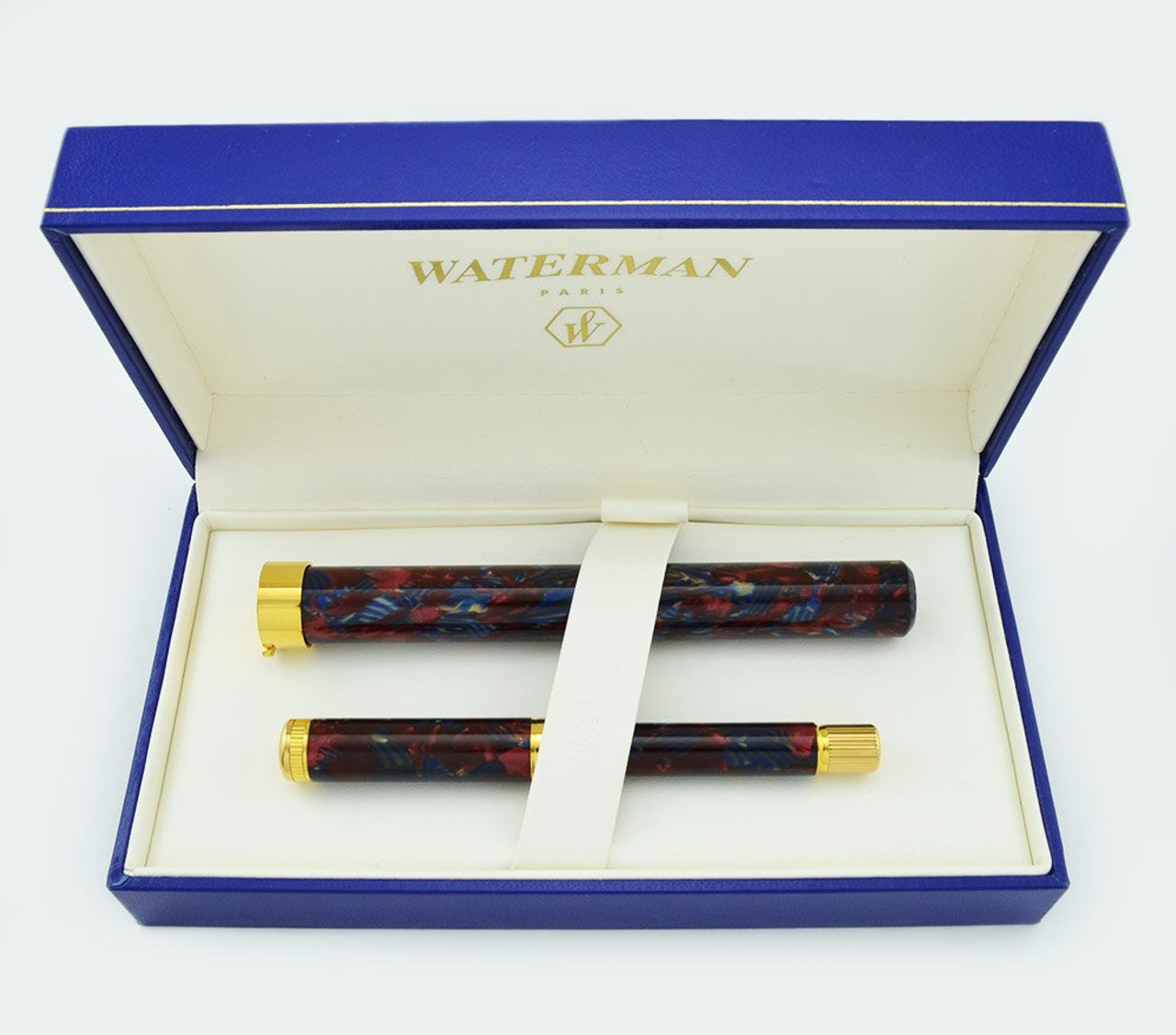 Waterman Lady Agathe Fountain Pen - Red & Blue Marble