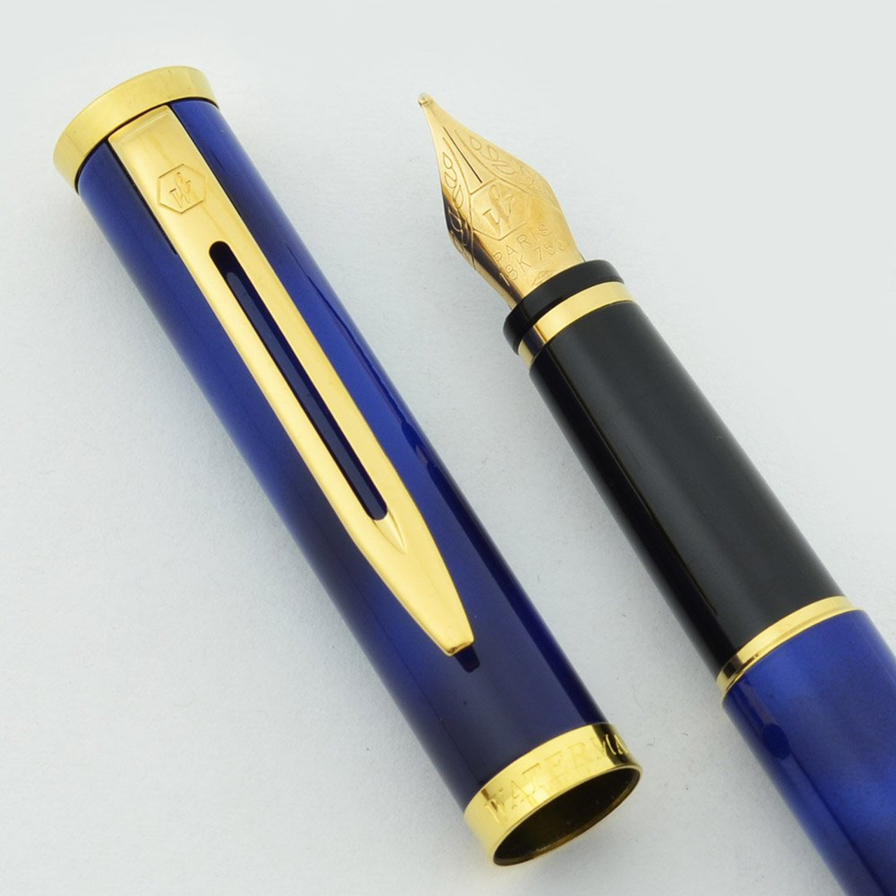 Waterman Preface Fountain Pen - Blue Marble Lacquer, 18K Medium Nib (New In Box)