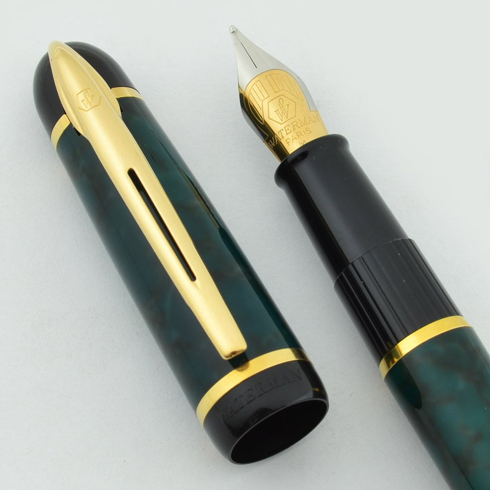 WATERMAN Phileas ボールペン france Waterman Phileas Fountain Pen - Green Marble, Medium (New Old