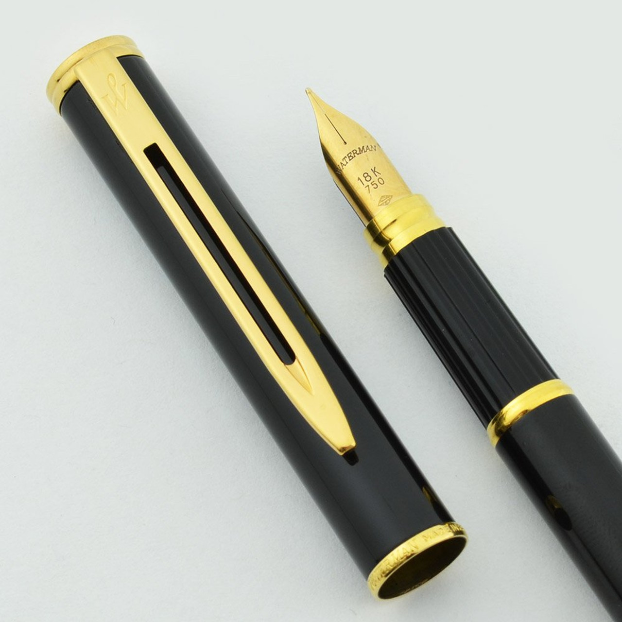 Waterman Executive Fountain Pen - Black, Gold Trim, Fine 18k Nib
