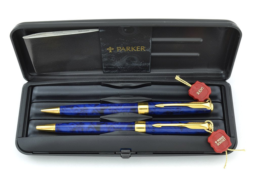 Parker Sonnet Ballpoint & Pencil Set - Premier Blue Lacque, Gold