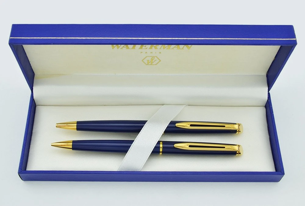 Waterman Hémisphère Ballpoint Pen and Pencil Set - Blue Lacquer (New In Box)