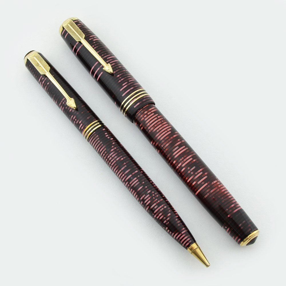 Parker Vacumatic Standard Fountain Pen Set - 1937, Double Striped