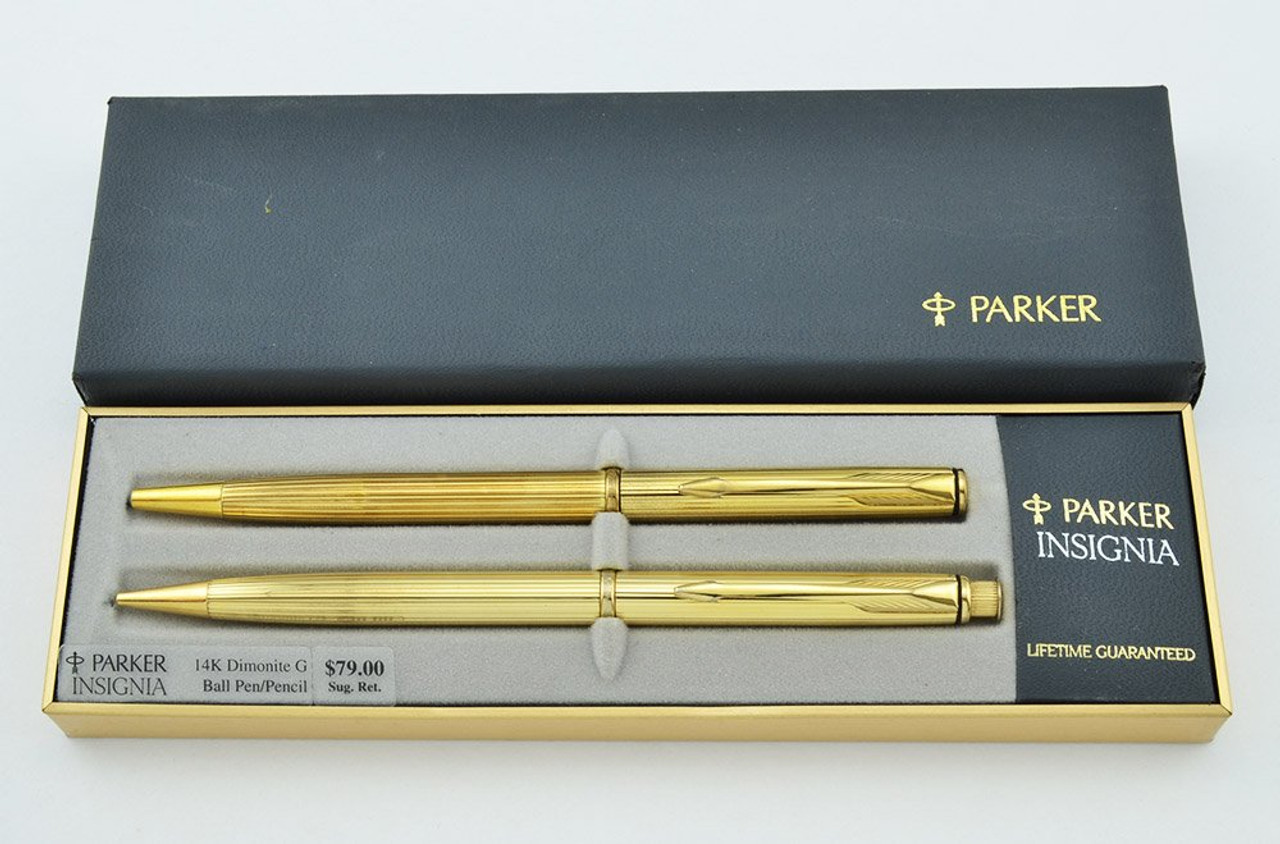 Parker Insignia Ballpoint & Pencil Set - Gold Plated, Lined