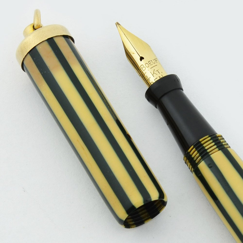 LeBoeuf 40 Lever Filler - Ring Top, Pinstripe Celluloid, Flexible