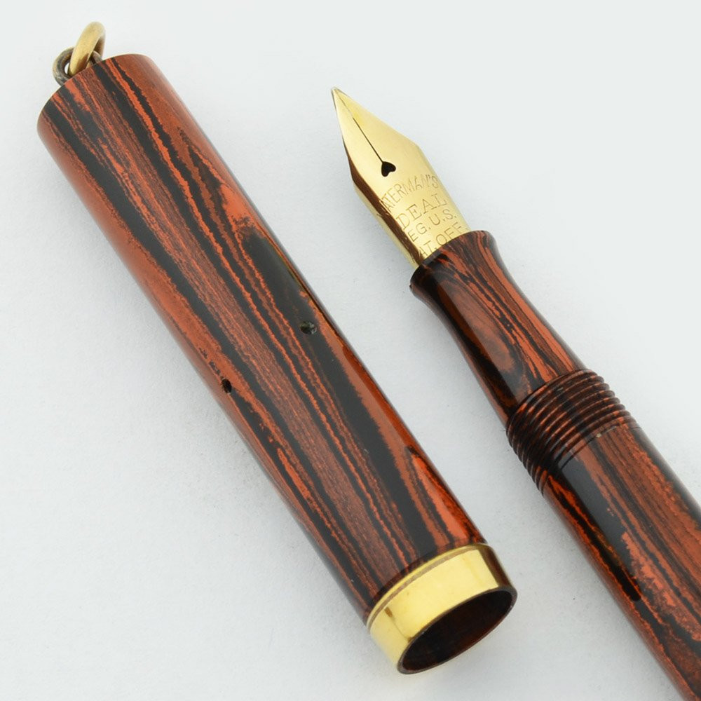 Waterman 52 1/2 V Fountain Pen - Woodgrain Ringtop, Fine Semi