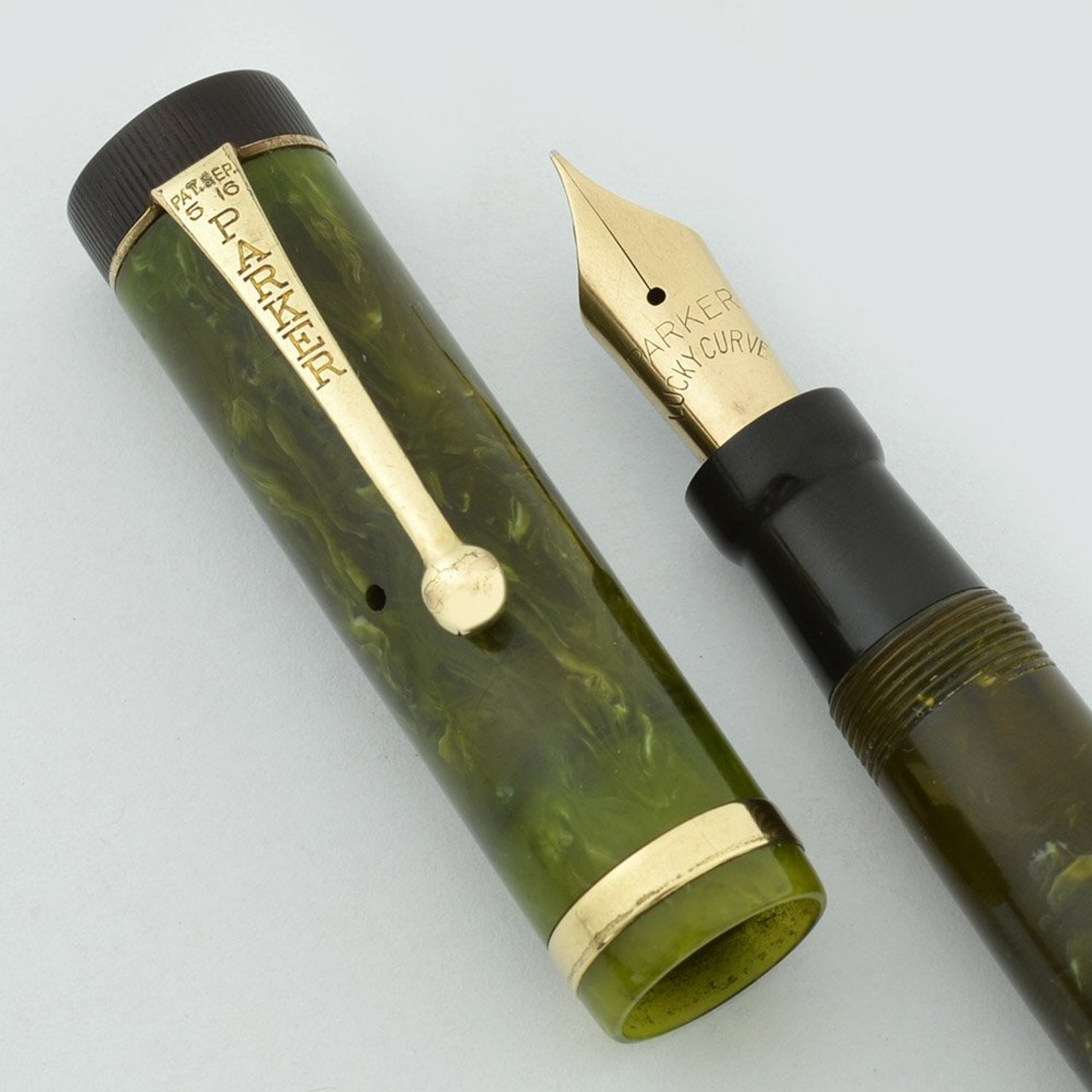 Parker Duofold Senior Fountain Pen - Jade Green, Fine (Excellent, Restored) - 9530