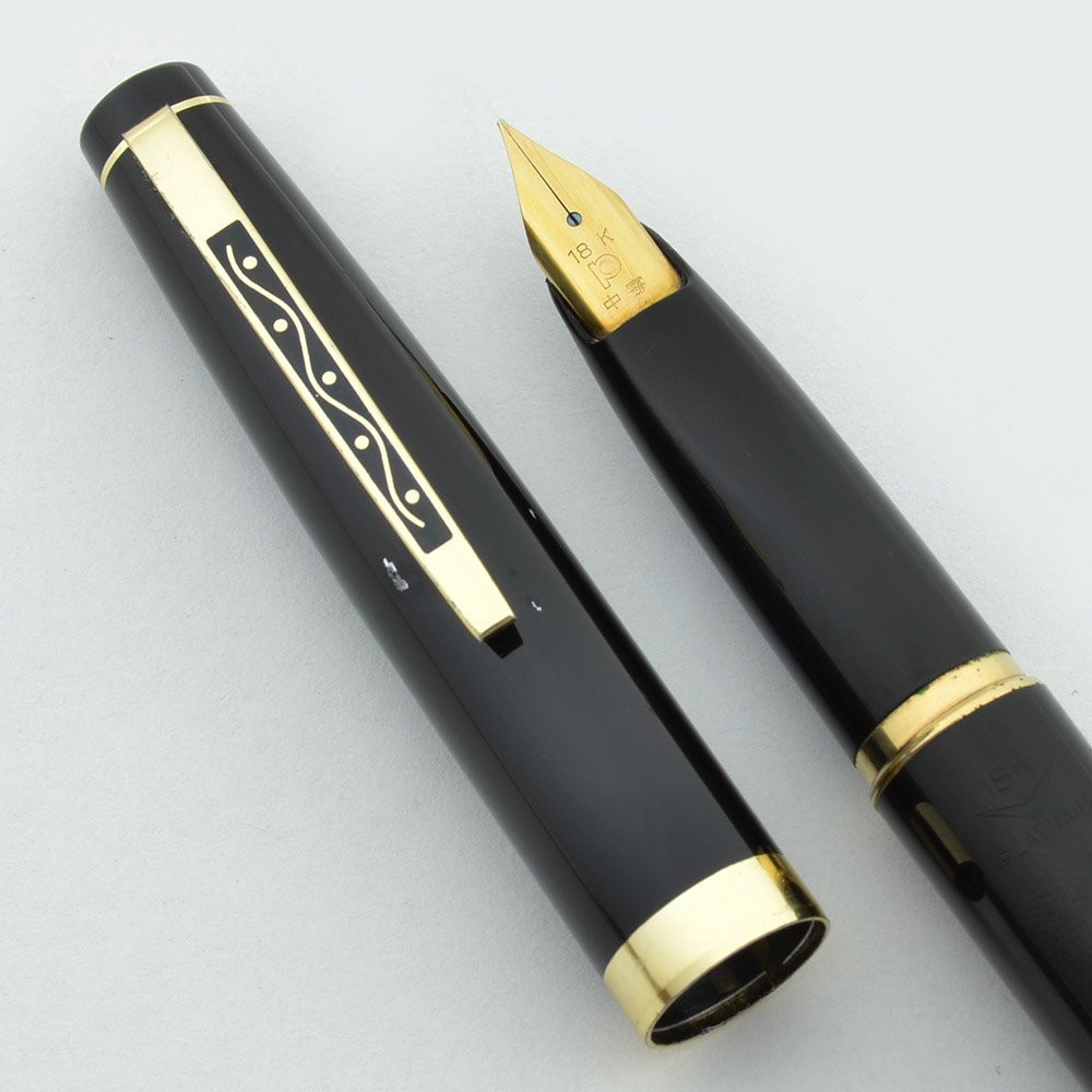 ⓋPLATINUM　万年筆　18K Platinum PB-5000 Fountain Pen - 1970s, Black w Gold Trim, 18k