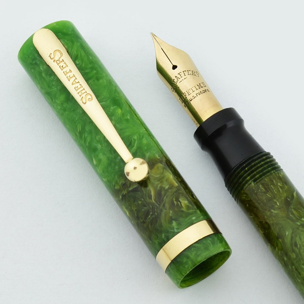 Sheaffer Lifetime Flat Top Fountain Pen - Jade Green, Fine Nib