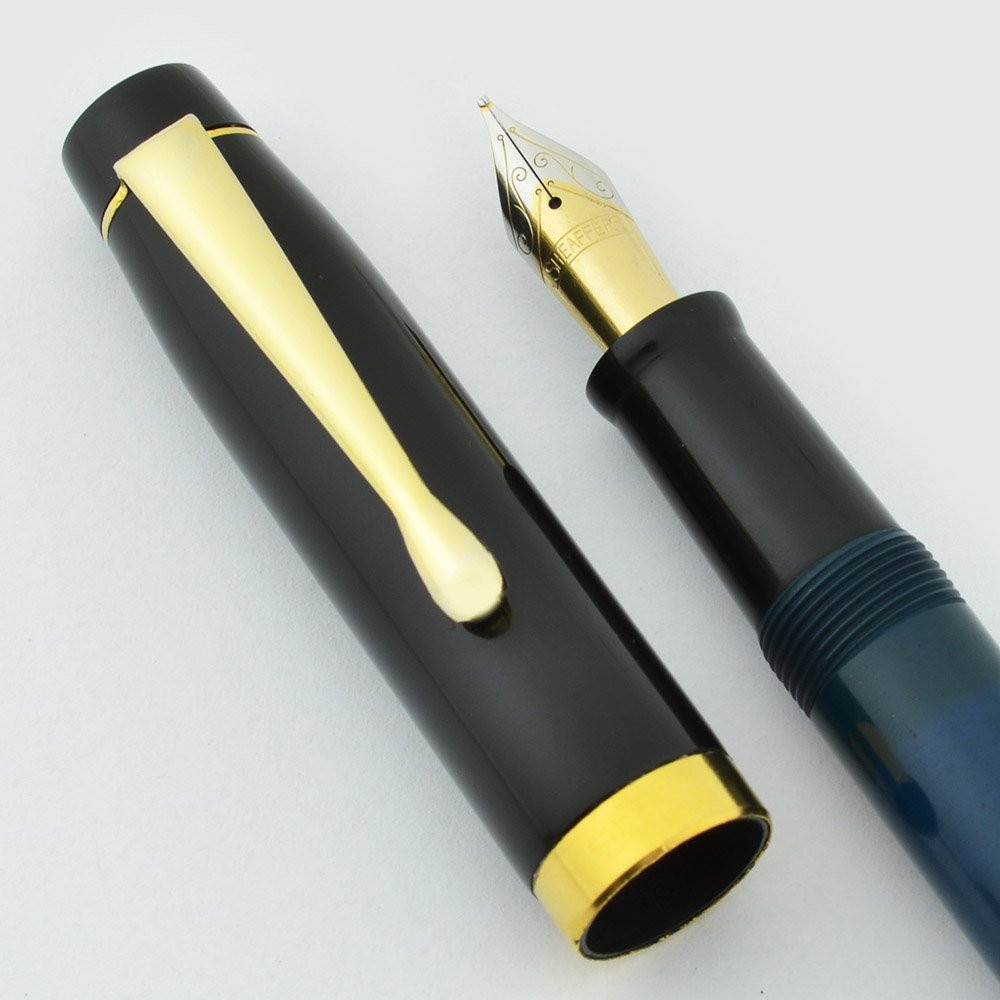 PSP Felton2 Ebonite Fountain Pen - "Ink Tank" Filler, Mid-Size, Blue, Steel Cursive Italic Nib (New)