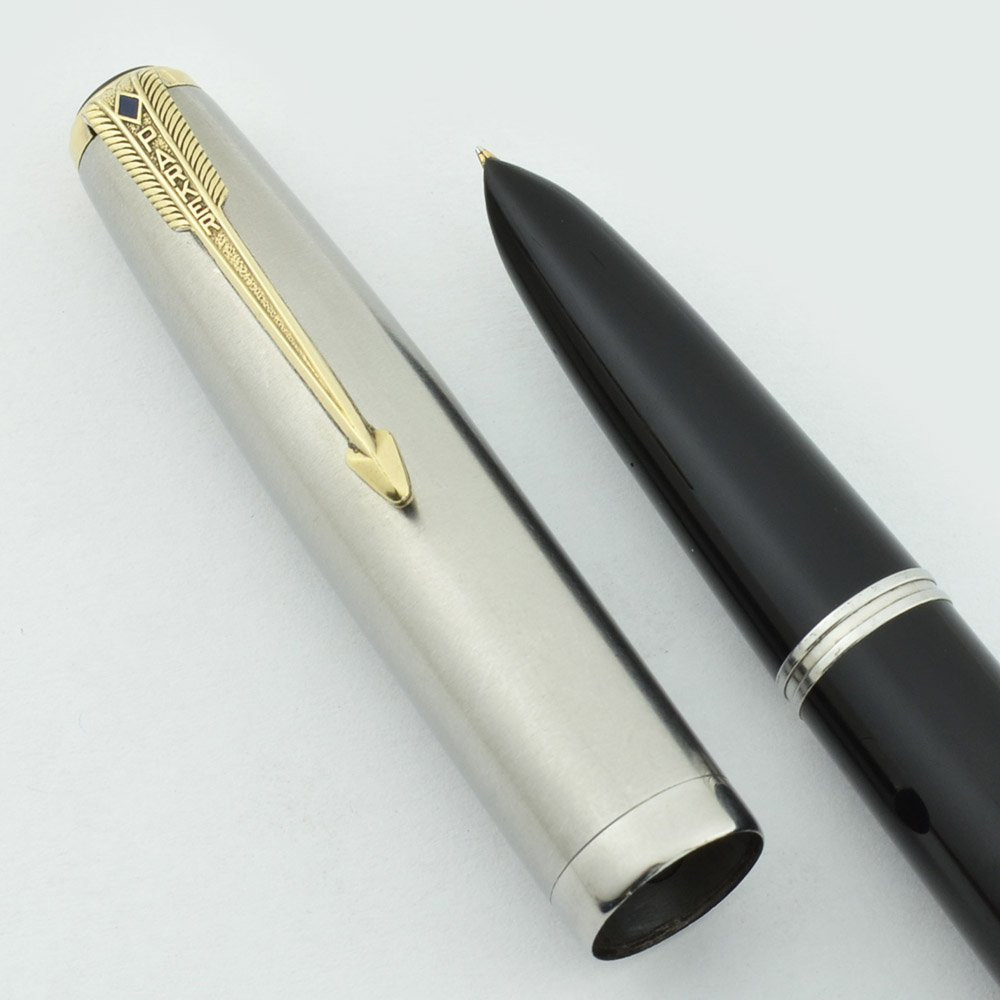 Stylo Plume Parker 51 Vacumatic Vintage - Résine Grise, Plume En Or, Modèle Blue Diamond Rare