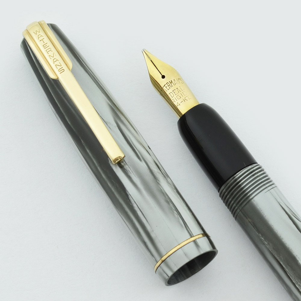 Waterman Stalwart Fountain Pen -1940s, Grey, 14k Medium Rigid Nib