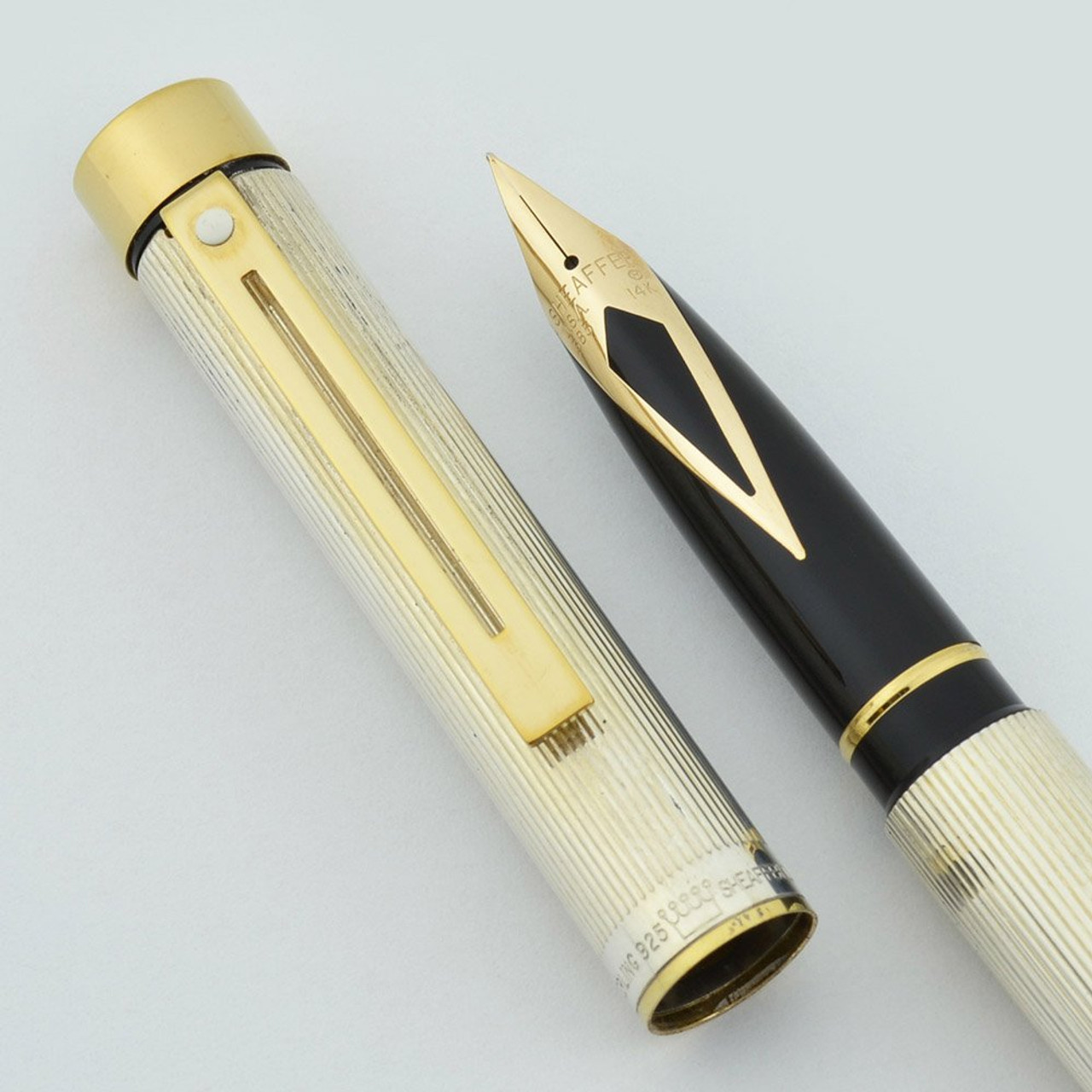 Sheaffer TARGA 1024x Fountain Pen - Sterling Silver, Gold Trim, Fine 14k Nib (Excellent)