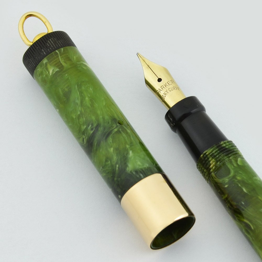Parker Lady Duofold Deluxe Fountain Pen - Wide Band, Jade Green