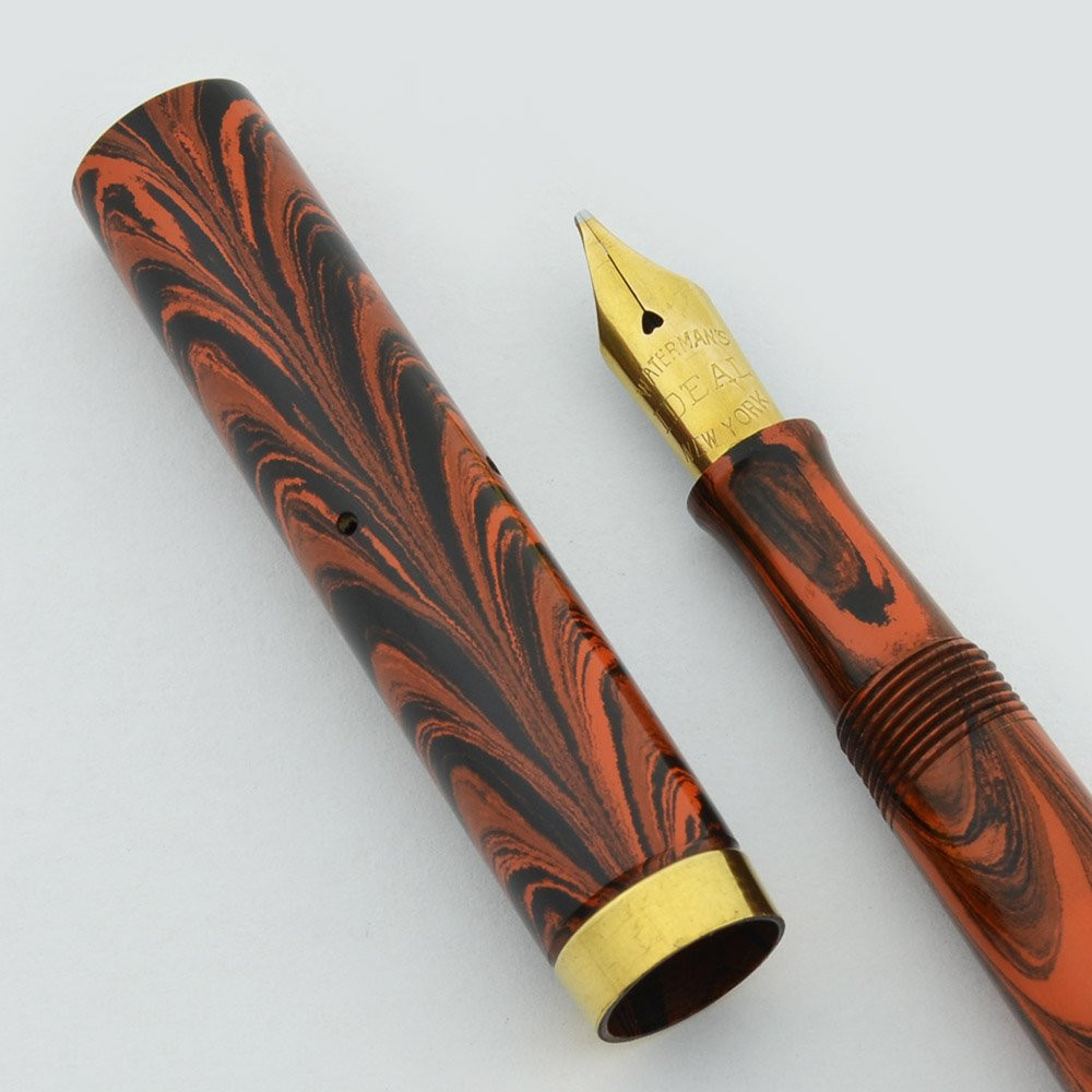 Waterman Ideal Red Rippleウォーターマン 万年筆 52 Waterman 52 1/2 V Fountain Pen - Red Ripple, #2 New York Stub