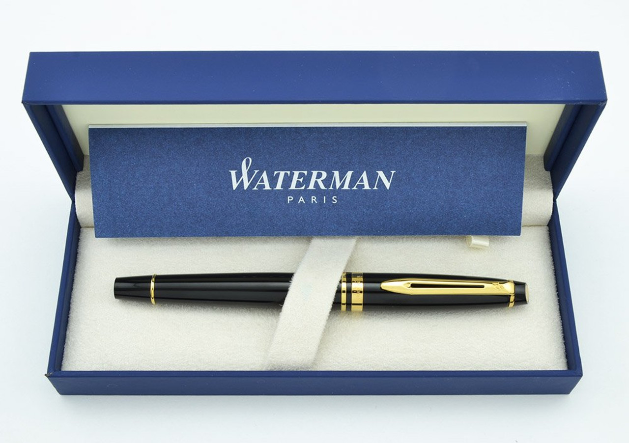 Waterman Expert III Fountain Pen - Black Lacquer, GT, Medium (Mint, In Box)  - Peyton Street Pens