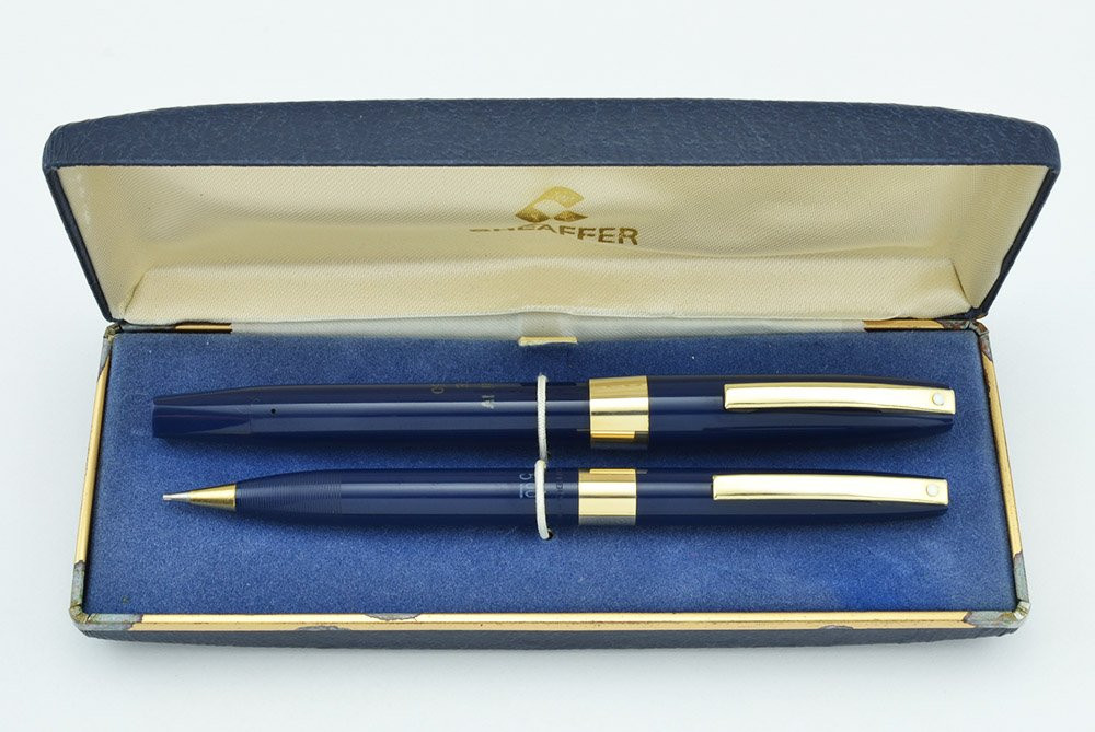 Sheaffer Imperial IV Touchdown Fountain Pen Set - Blue, Fine 14k Nib (New Old Stock)