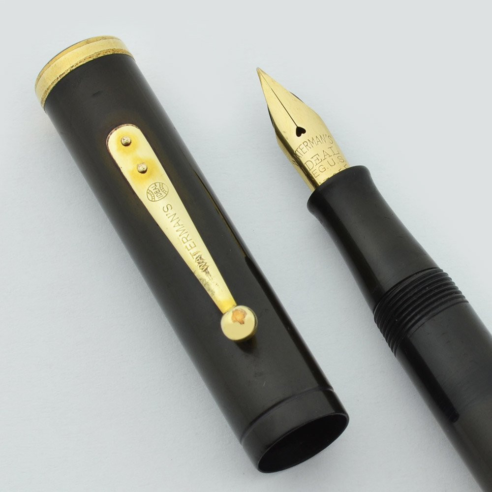 Waterman 52 Fountain Pen, 20's - Hard Rubber, Gold Filled Trim, Flexible Nib (Very Nice, Restored)