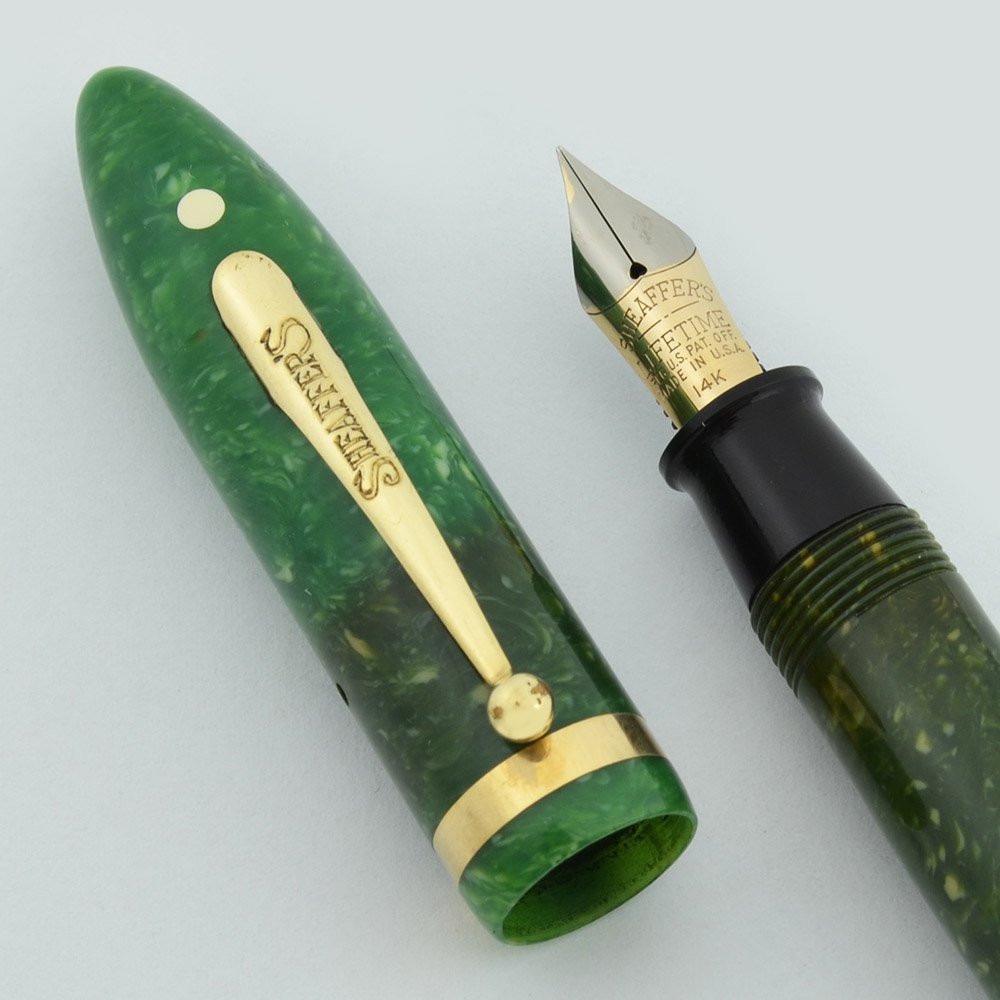 Sheaffer Balance Lifetime - Early Long Version, Jade Green, Extra Fine (Excellent, Restored) - 11208