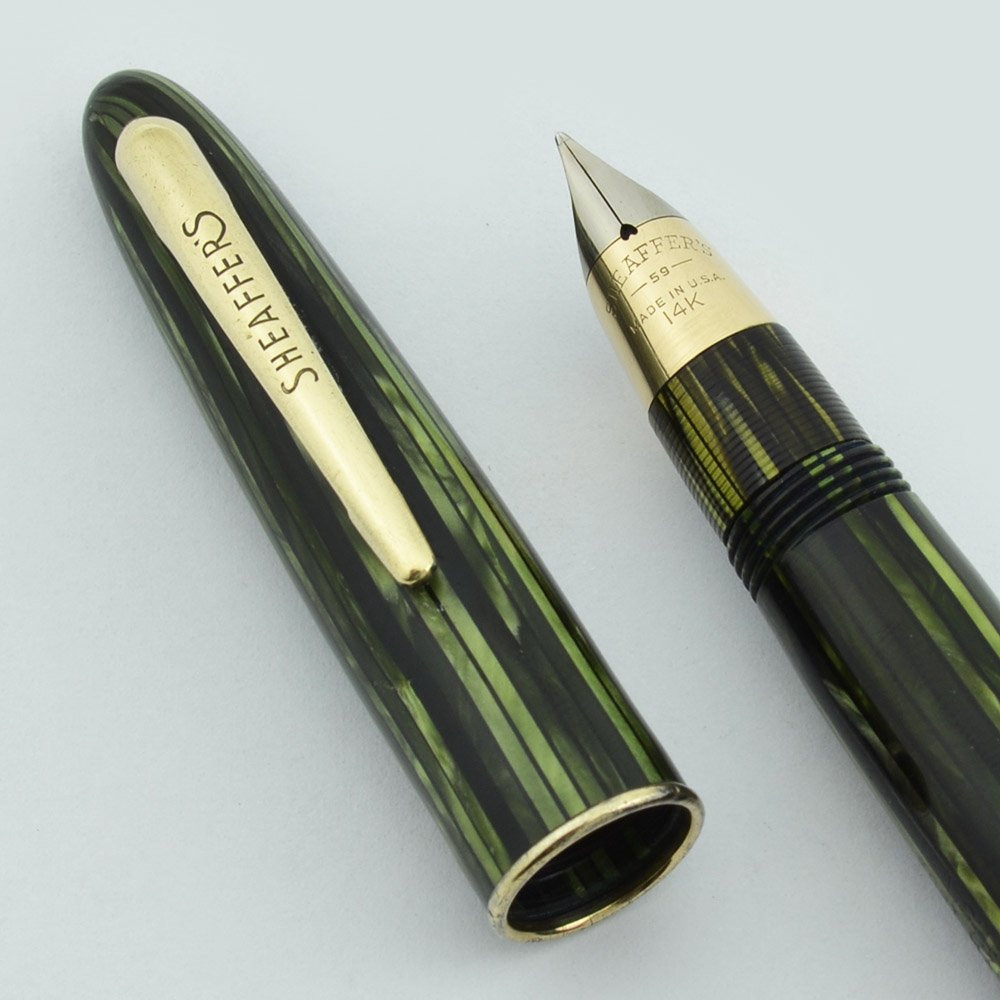 Sheaffer Admiral II Fountain Pen - 500, Green Striated,Lever Fill
