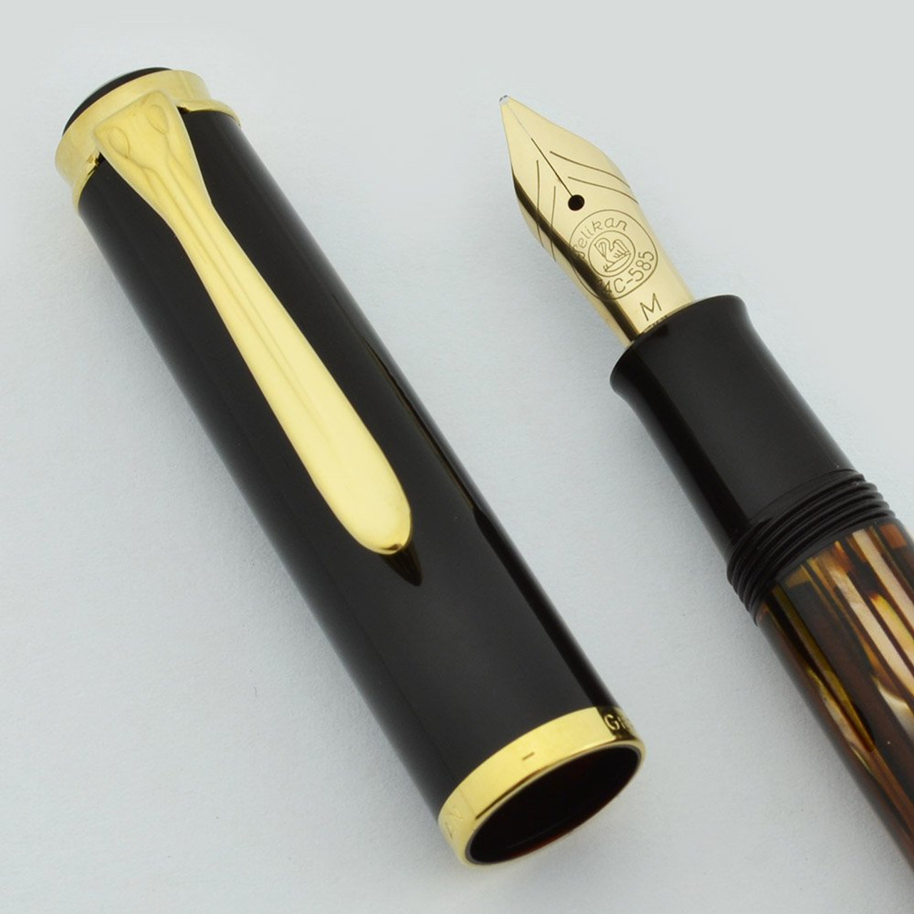 Pelikan M400SE brown-stripes F-nib 茶縞 細字 ペリカン 万年筆 M400SE ブラウンストライプ Pelikan M400SE