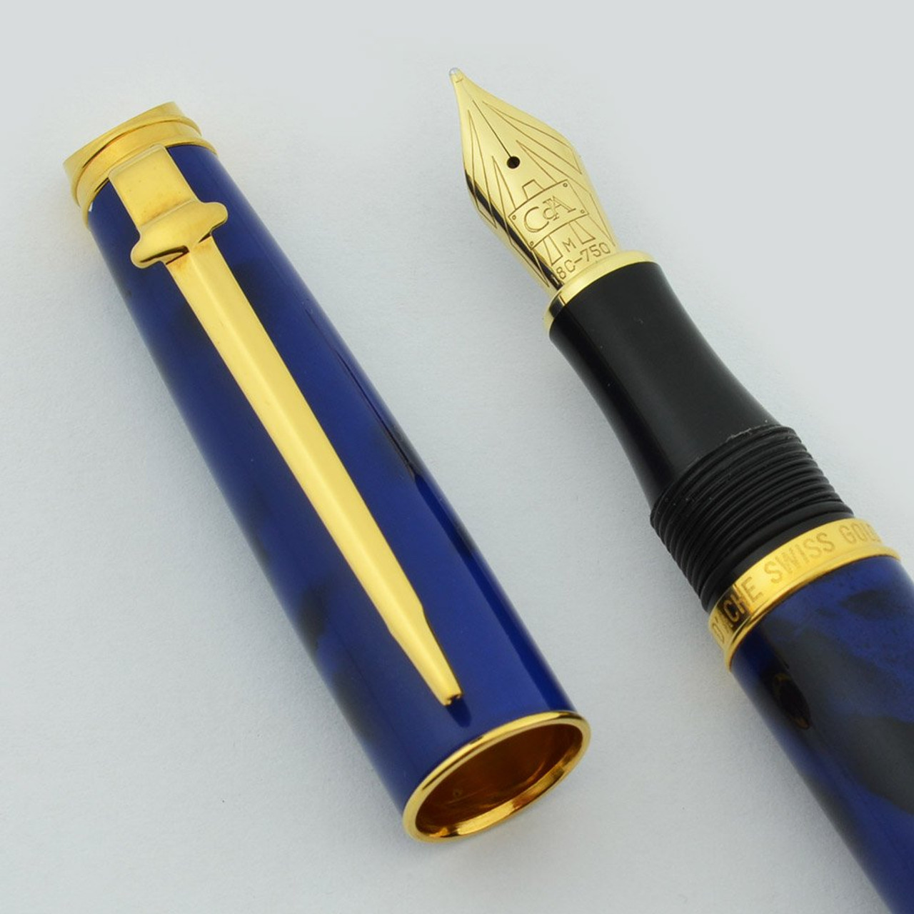 Caran D'Ache Geneve Fountain Pen -Blue Lacquer, Gold Trim, 18k ...