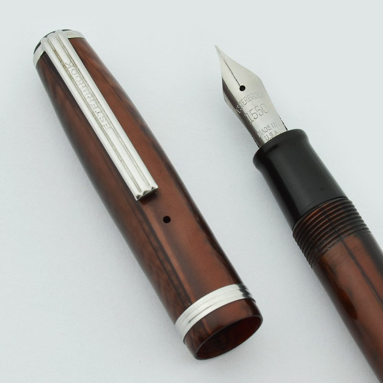 Esterbrook SJ Fountain Pen, 1950's - Dark Brown, 1550 Extra Fine Nib (Excellent, Restored)
