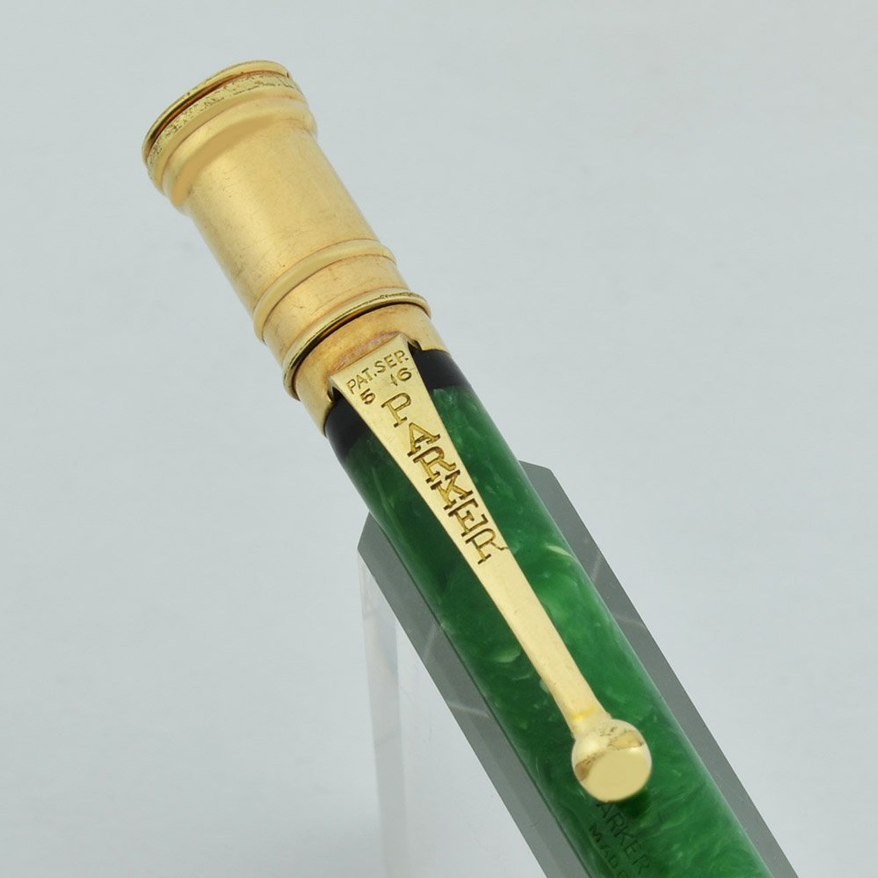 Parker Duofold Junior Pencil, 1930's - Jade Green w Black Bands  (Very Nice, Works Well)