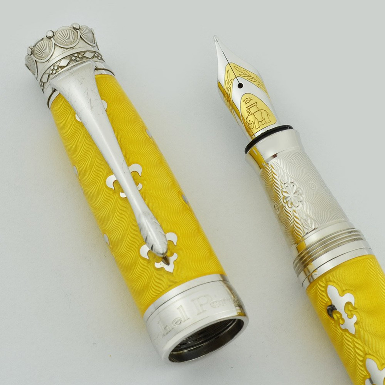 Michel Perchin Limited Edition Fountain Pen - Fleur-de-Lis, Yellow, Medium 18k Nib (Near Mint in Box, Pre-Owned)