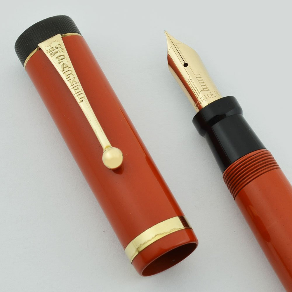 Parker Duofold Senior 1920s Fountain Pen - Red, Single Band, Fine