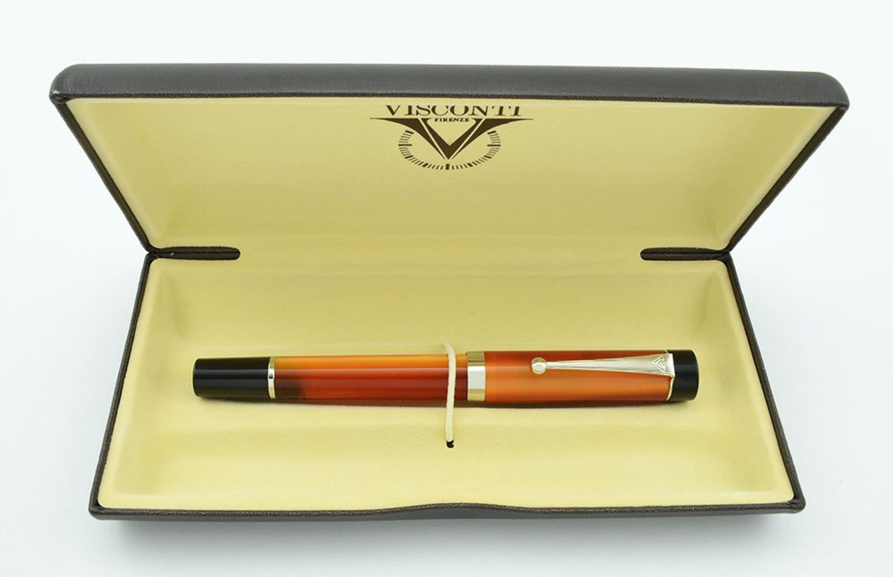 Visconti Classic Fountain Pen - Orange Resin, Steel Medium Nib (Near Mint in Box)