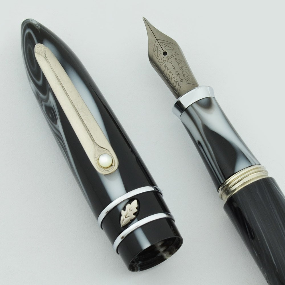 Stipula Model T Fountain Pen - Grey Marble, Fine Flexible Titanium