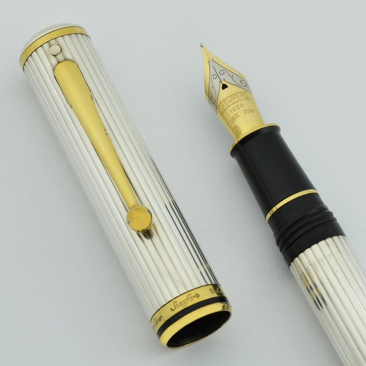 Sheaffer Grand Connaisseur Fountain Pen - Sterling Silver, Two-Tone 18k Medium Nib (Very Nice, Works Well) Sheaffer Grand Connaisseur Fountain Pen - Sterling Silver, Two-Tone 18k Medium Nib (Very Nice, Works Well)