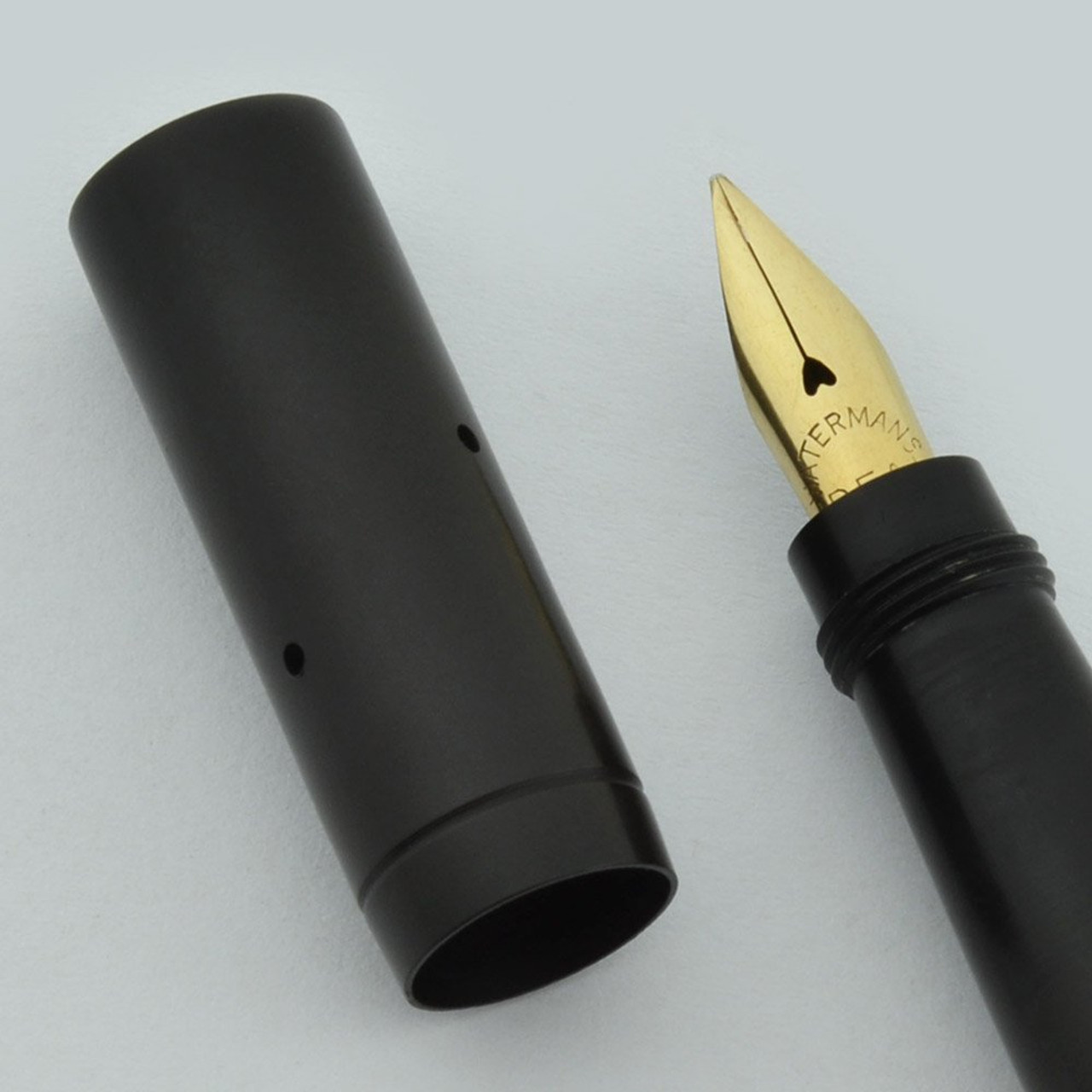 Waterman 12 1/2 Safety Pen - Black Smooth Hard Rubber,  Fine Flexible Nib (Excellent +, Restored)