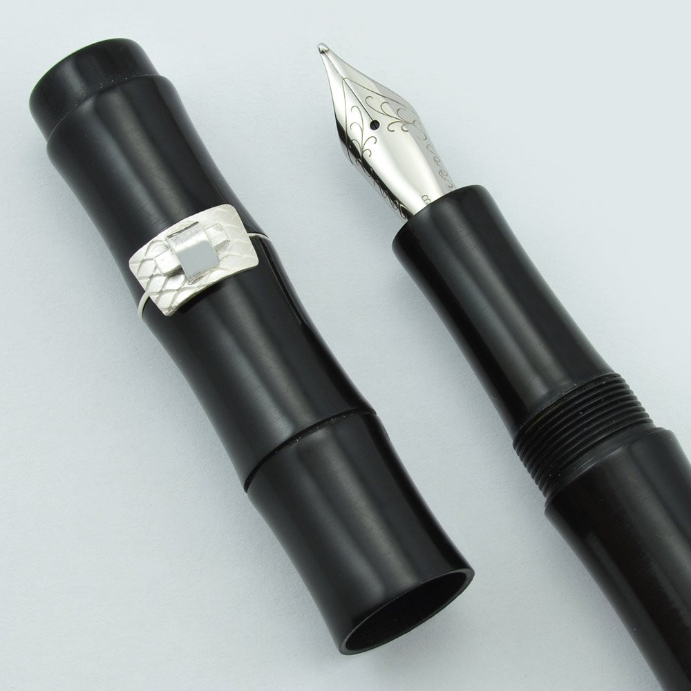 Ranga Ebonite Bamboo Fountain Pen Sterling Joinery RollStop, Smooth