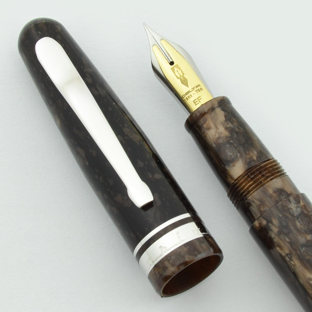 Delta Fusion 82 Fountain Pen - Brown Marble, Extra Fine Steel Nib