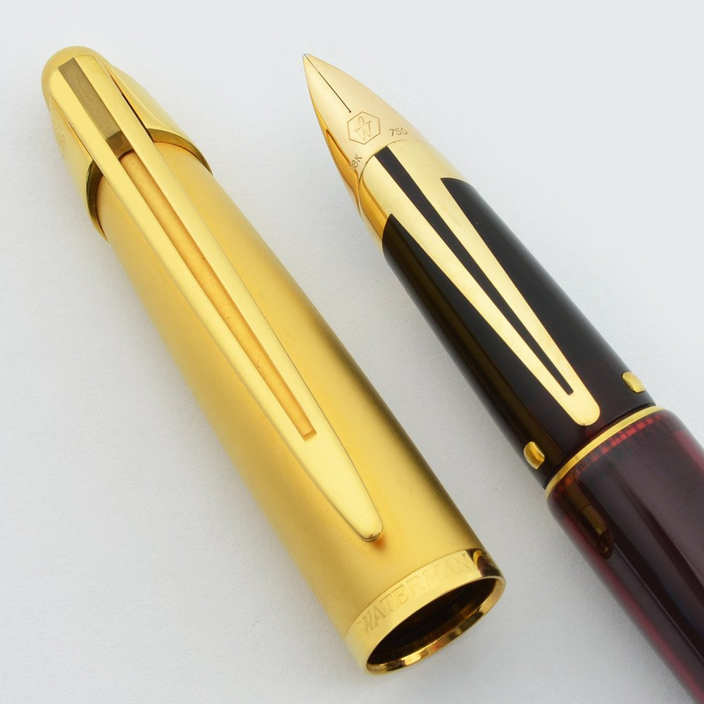 Waterman Edson Fountain Pen - Ruby Red, Medium 18k Nib (Excellent