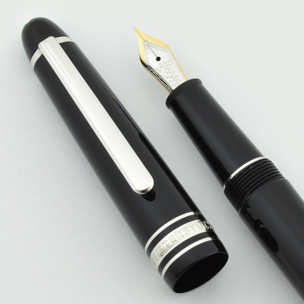 Montblanc Meisterstuck Classique 145P  - Black w Platinum Trim, 14k Fine Nib (Near Mint in Box, Works Well)