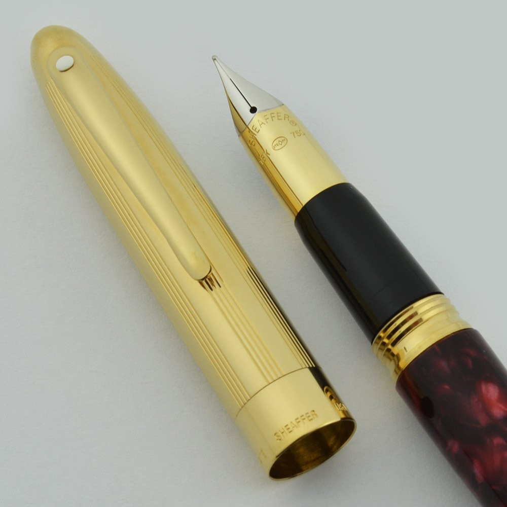 Sheaffer Crest (Reissue) Fountain Pen - Red Opalite w Gold Cap