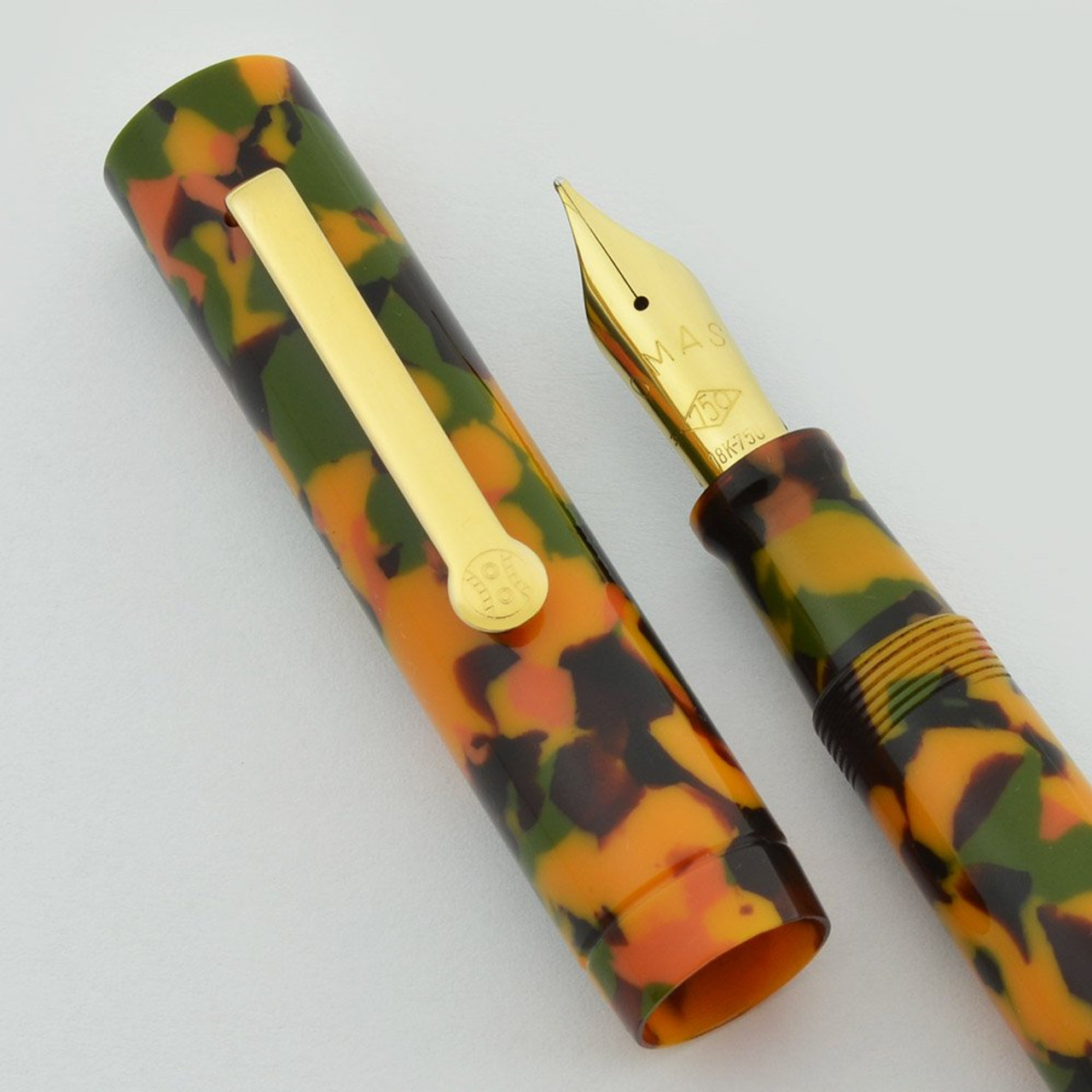 Omas Arlecchino "Harlequin" LE - 12/750, Orange Green Celluloid, 18K Medium Nib (Near Mint in Box)