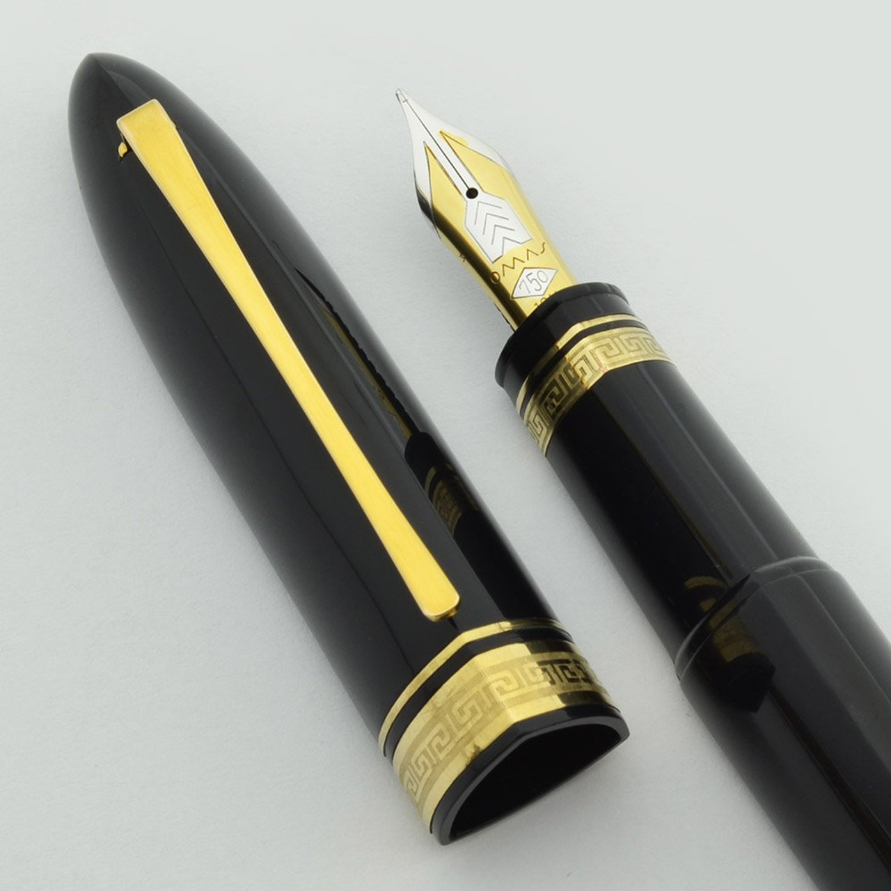 Omas 360 Fountain Pen - Black with Gold Trim, 18K Medium Nib