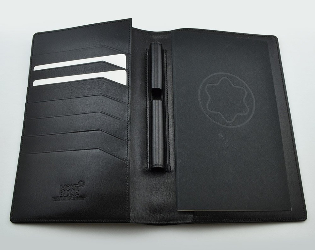 Montblanc Leather Wallet w Address Book - 7 Credit Card Slots, Black  (New in Box)