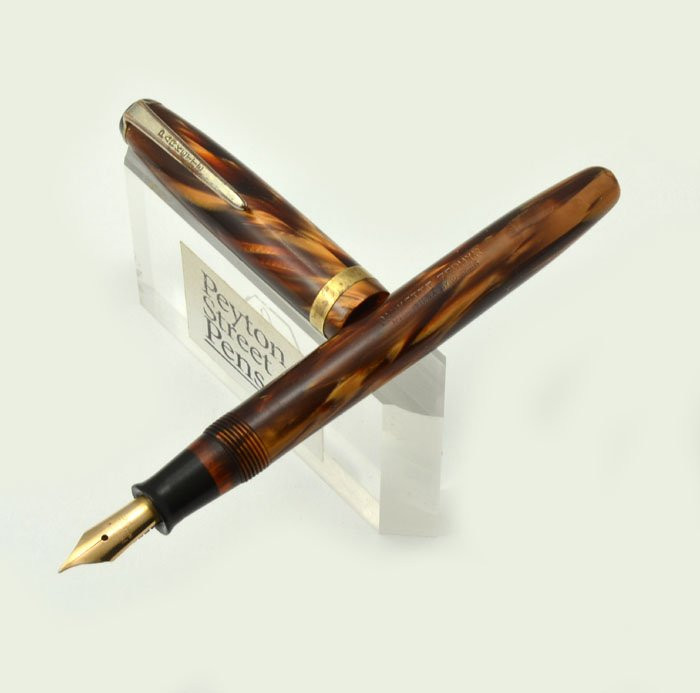Parker Parkette Zephyr - Golden Brown Marble, Flexible 14k Fine