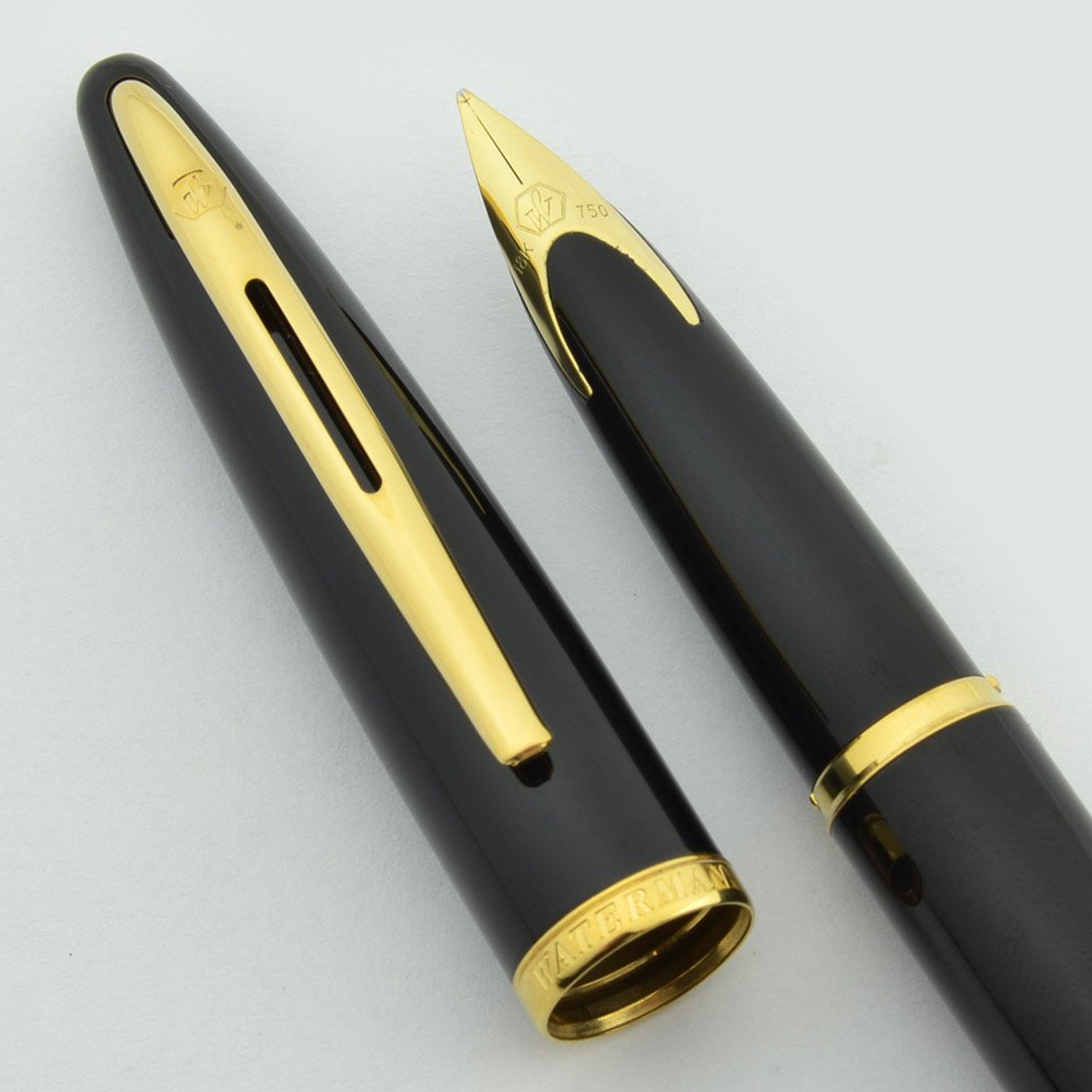 Waterman Carene Fountain Pen - Black Sea, Gold Trim, 18k Medium (Near Mint in Box, Works Well)